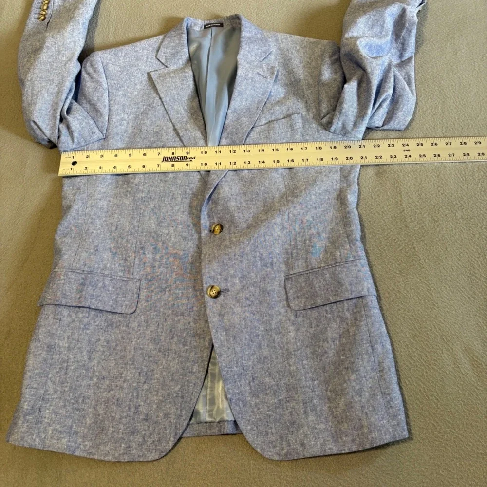Stafford Sport Coat 40 Blue Linen Blend Classic Fit Signature Blazer RN93677 NEW